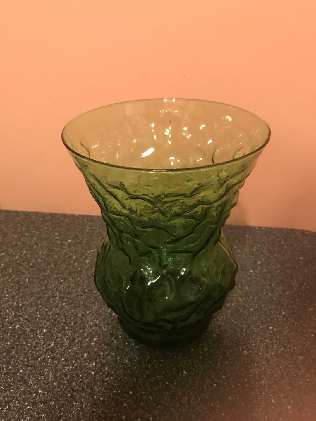 Mid Century Green Glass Vase Etsy