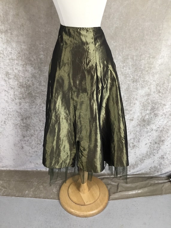 Fairy Grunge Olive Green Taffeta Skirt. Size S. - image 7