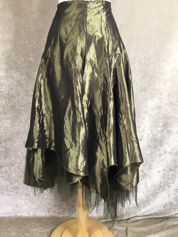 Fairy Grunge Olive Green Taffeta Skirt. Size S. - image 5
