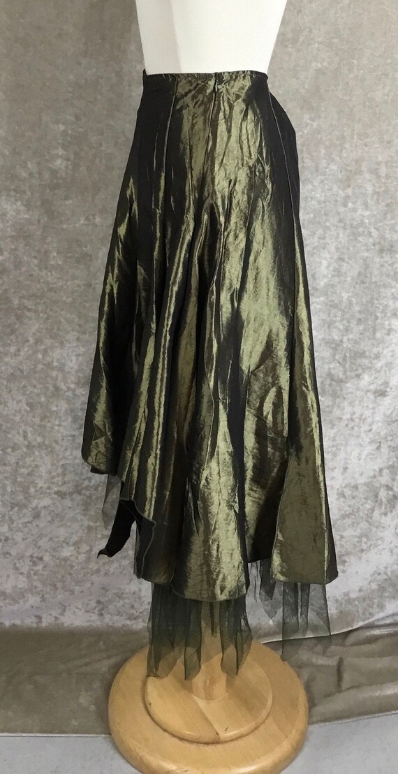 Fairy Grunge Olive Green Taffeta Skirt. Size S. - image 3