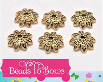 20pcs 10mm x 3mm Antique Silver Tibetan 6 Petal Daisy Flower Bead Caps Findings