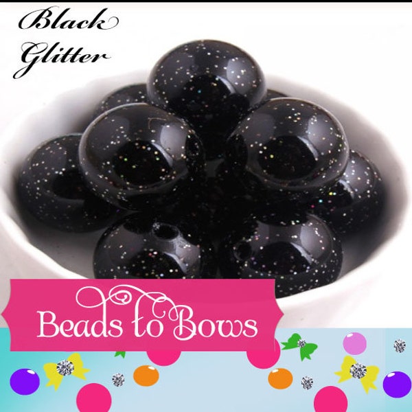 20mm Glitter Black Pearls, Chunky Pearl Beads, Bubblegum Glitter Beads, Chunky Beads, Faux Pearl Beads, Chunky Bead Supply, Pearl Bead