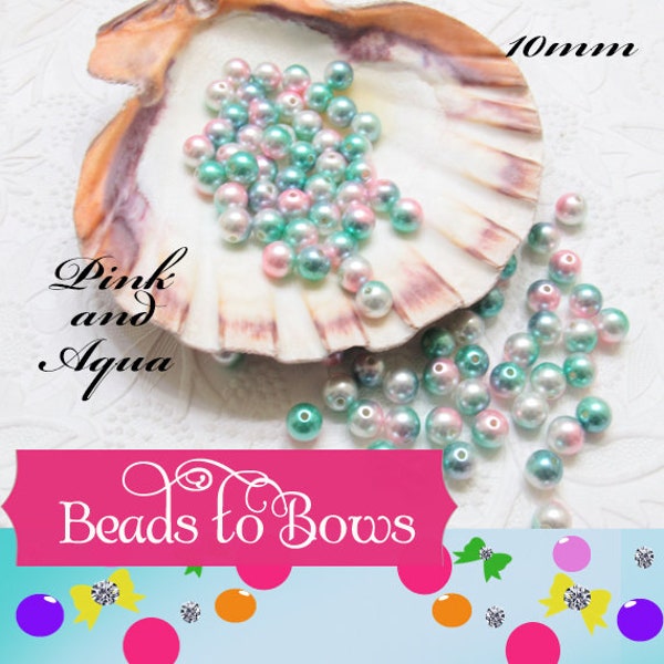 12mm Mermaid Bubblegum Pearls, Ombre Acrylic Pearls, Pink and Aqua Pearls, Magic Bubblegum Necklace Supply Bead, Jewelry Supply