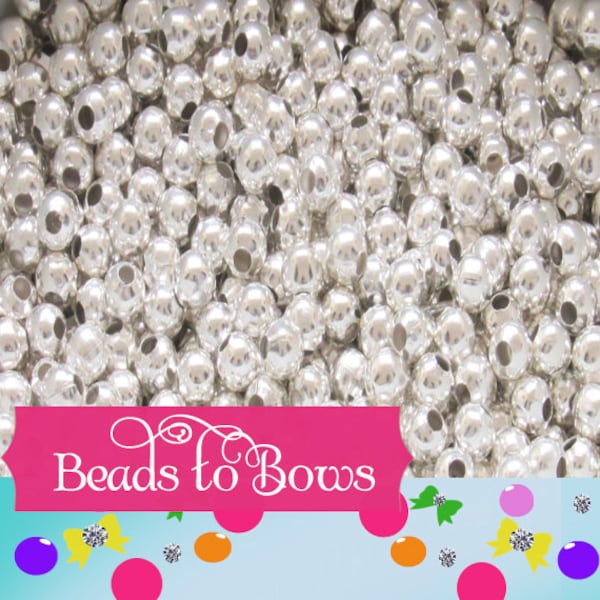 4mm Bead Spacers, 100 Silver Tone Bead Spacers, Round Metal 4mm Bead Spacer, Chunky Necklace Supply Bead, Jewelry Finding, Metal Spacer Bead