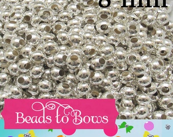 8mm Shinny bright spacer beads, Silver 8mm bubblegum spacer beads, Chunky Silver spacer beads,Silver bubblegum bead spacer bead,Metal bead