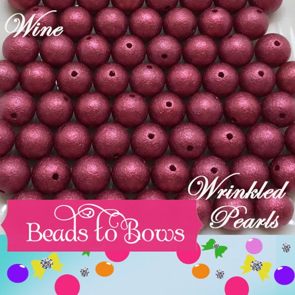 20mm Burgundy Wrinkled Bubblegum Pearl Beads, Chunky Gumball Beads,  Round Wrinkled Pearls, Acrylic  Beads, Chunky Necklace Supply Bead,