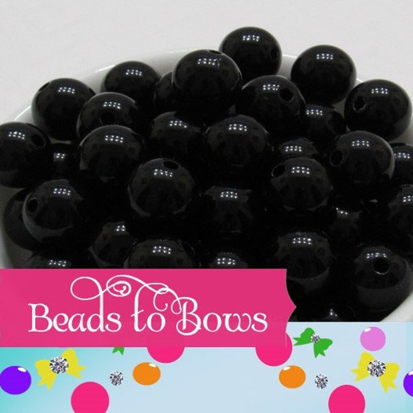 10mm Black Bubblegum Beads, Chunky Beads, Gumball Beads, Chunky Necklace Bead Supply,  Jewelry Beads,