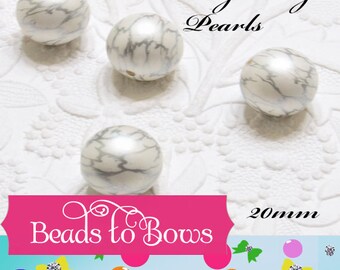 Bubblegum Beads Chunky Pearl Beads NEW 20mm White And Silver Lightening Pearls Bubblegum Bead Supply Chunky Gumball Beads