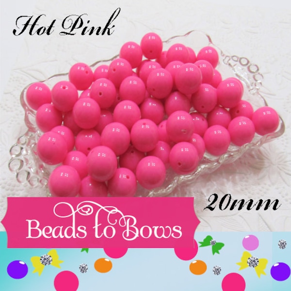20mm Light Hot Pink Bubblegum beads, Chunky Acrylic beads, Gumball beads, Chunky Bubblegum Beads, Chunky Necklace Supply, Gum Ball Beads
