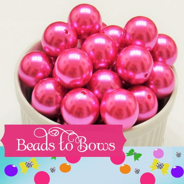 20mm Pearl Pink Pearls, Bubblegum Pearls, Pink Gumball Pearls, Round Acrylic Pearls, Chunky Necklace Bead Supply,