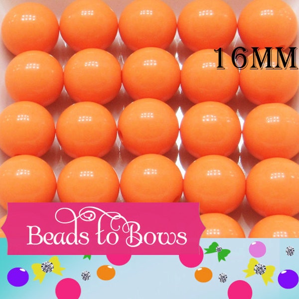 16mm Orange  Bubblegum Beads, Chunky Bubblegum Beads, Gum Ball Fairy Kei Beads, Bubblegum Beads, 16mm Bubblegum Necklace Supply Bead