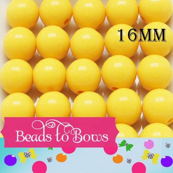 16mm Yellow Bubblegum beads, Qty 10 Chunky Beads, Gum Ball Fairy Kei Beads, bubblegum beads,16mm bracelet, necklace beads