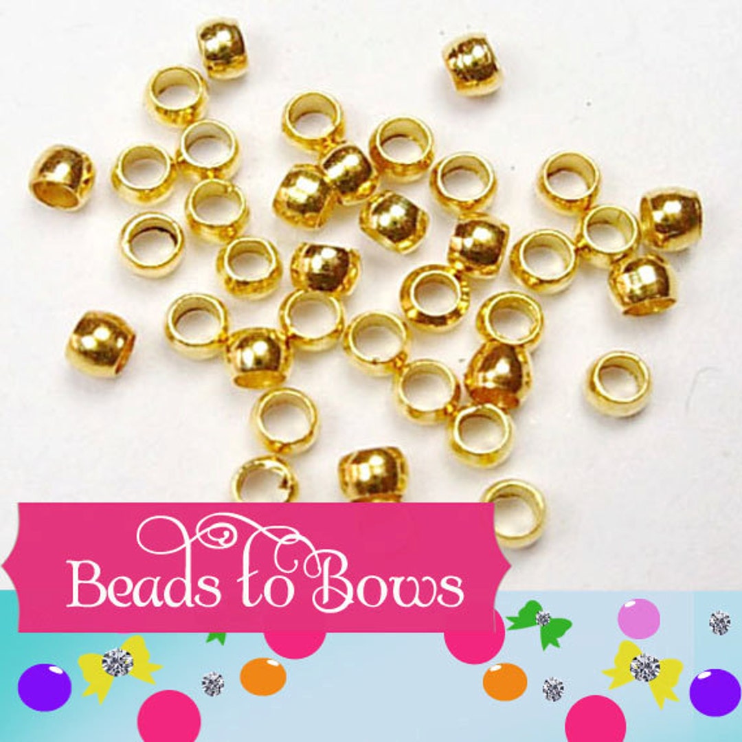 200 Gold Crimp Beads, Crimping Beads, 2mm Diameter, Crimp Bead Barrel