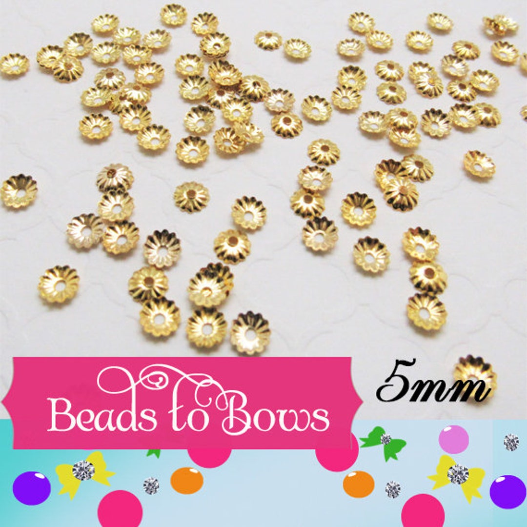 5mm Gold Bead Caps, Tibetan Gold Tone Flower Bead Cap, Spacer Beads, Round  Bead Caps, Bead End Cap 