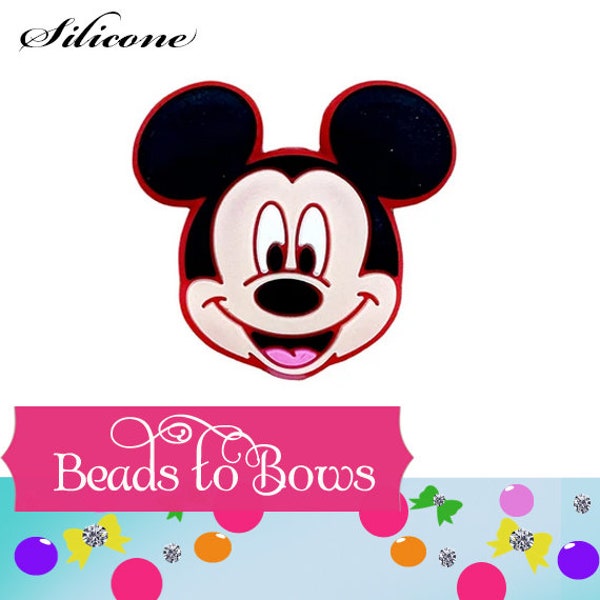 1 Silicone 32mm Mickey Mouse Focal Bead, For Wristlets, Beadable Pens, Teething Necklaces, Food Grade Silicone