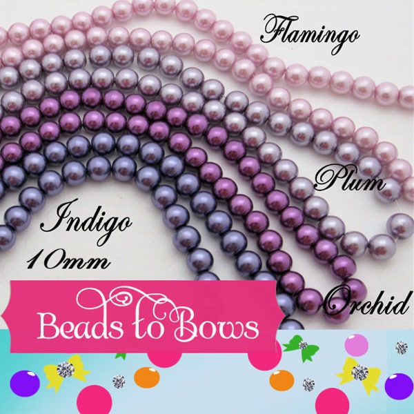 10mm Plum, Indigo, Flamingo, Orchid, Bubblegum Pearls, Chunky Pearls, Glass Pearls, Bubblegum Necklace Supply Bead, Jewelry Supply,