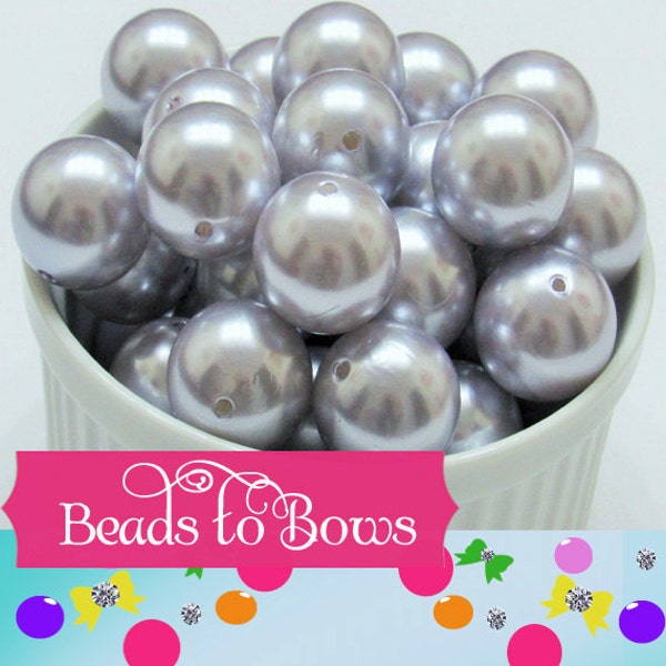 Sale 10 count 1.99 20mm Grey Bubblegum Pearl Beads, Chunky Pearl Beads, Bubblegum Beads, Faux Pearl Beads, Gumball Pearl Beads, Supply Beads