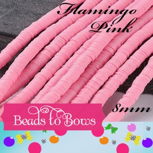 8mm Flamingo Pink Heishi Bead Strands, Flat Round Polymer Clay Beads, Disc  Beads, Light Weight, Earring Beads, Bracelets