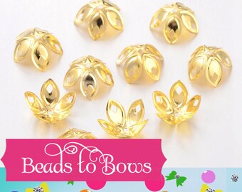 18mm Gold Flower Bead Cap, 18mm Gold Tone Flower Bead Cap, Findings, Jewelry Findings, Beading Supply