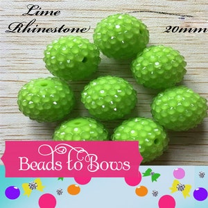 NEW 20mm Lime Bubblegum Resin Rhinestone Beads, Chunky Rhinestone Bead, Rhinestone Gumball Bead, Rhinestone, Chunky Bead Supply