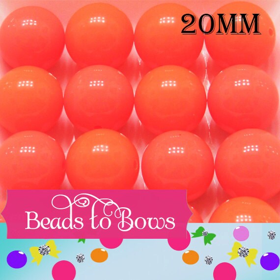 12mm Orange Glow in the Dark Bubblegum Beads [20 50 Count]