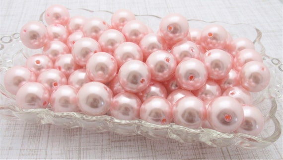 A75- 20mm Light Pink Faux Pearl Chunky Bubble Gum Acrylic Beads (10 Count)