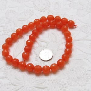 Natural Malaysia Coral Jade 10mm Beads, 14 inch Strand, 37 piece strand, Dyed Natural Malaysia Jade Coral Beads image 2