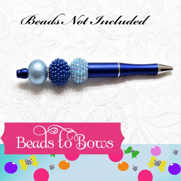 3 for 5.00 Blue DIY Bubblegum Beadable Pen Beadabl, Beadable Pen Blank, DIY Plastic Beadable Pens, Lightweight Black Ink