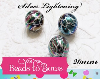 Bubblegum Beads Chunky Pearl Beads NEW 20mm White And Silver Lightening Pearls Bubblegum Bead Supply Chunky Gumball Beads