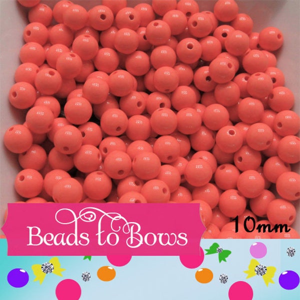 10mm Coral Bubblegum Beads, Round Bubblegum Beads, Chunky Acrylic Beads, Gum Ball Beads, Fairy Kei Beads, Chunky Necklace Supply Beads