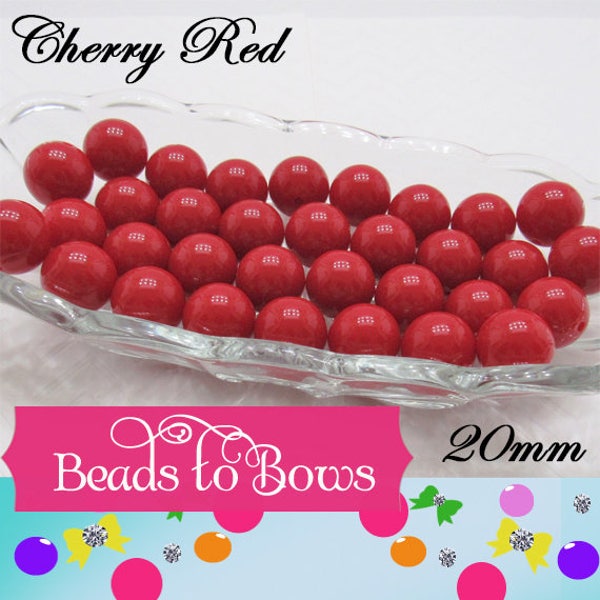 20mm Red Bubblegum Beads, Chunky Beads, Gumball Beads, Chunky Bubblegum Beads, Chunky Necklace Supply Beads, Round Acrylic 20mm Beads