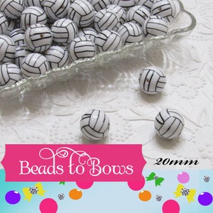 20mm Volleyball Beads, Bubblegum Beads,  Matte Volleyball Beads, Chunky Necklace Supply Bead, Volleyball Mom Sports Bead