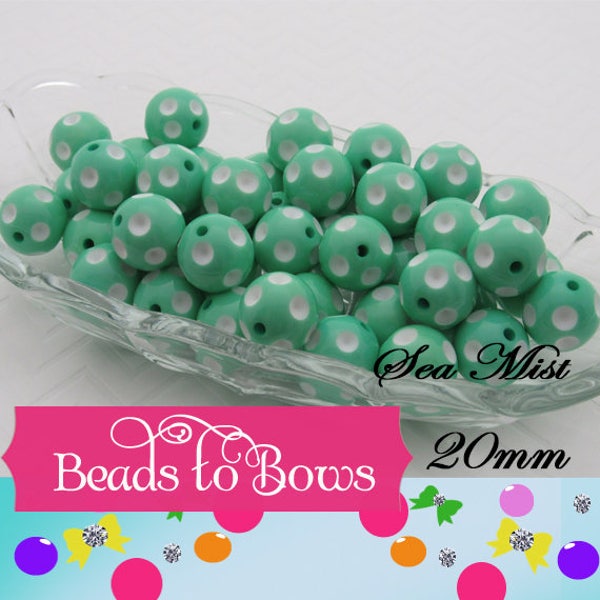 Sea Mist Polka Dot Beads, Bubblegum Beads, Chunky Gumball Beads, Chunky Bubblegum Beads, Chunky Necklace Supply Bead, Acrylic Bead
