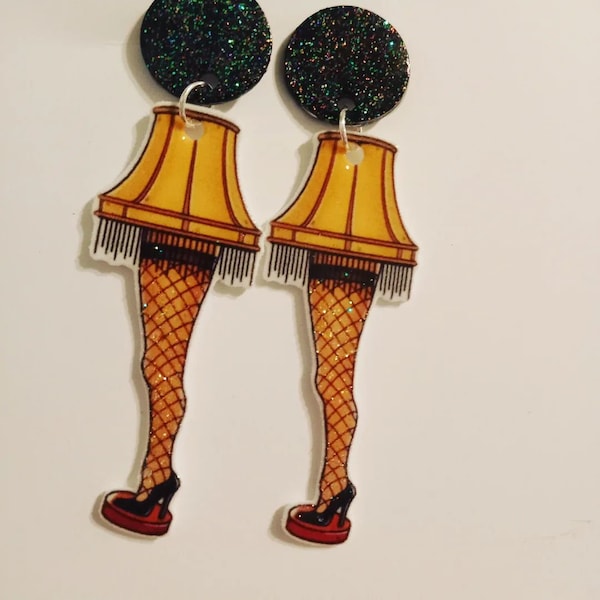 Handmade Humorous Funny Christmas Holiday Novelty Earrings Leg Lamp