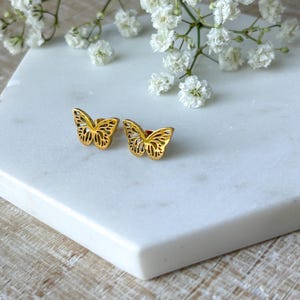 Gold Butterfly Studs – Waterproof & Hypoallergenic