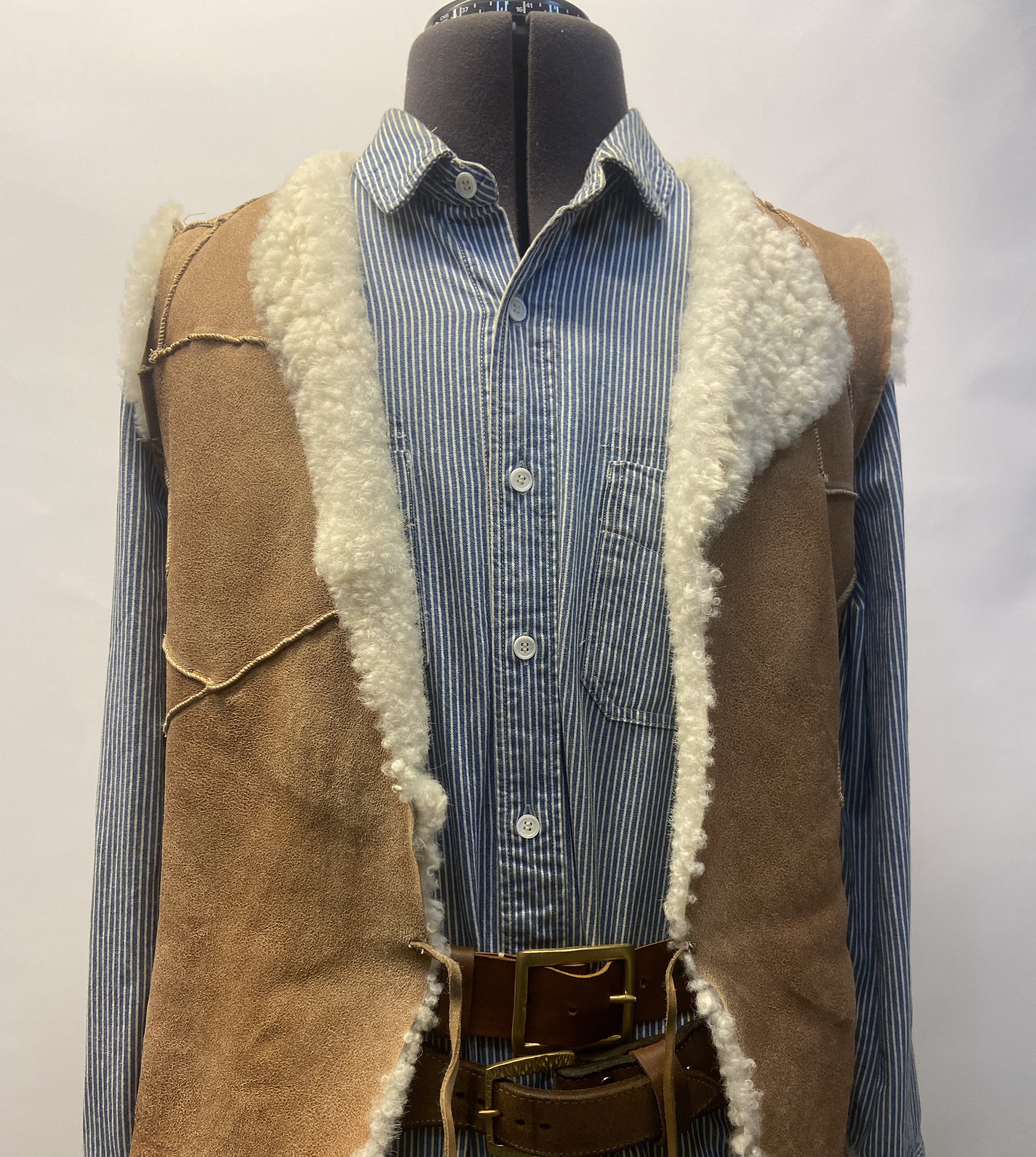 Handmade Sheepskin Vest | Clint Eastwood 'man With No Name' Style