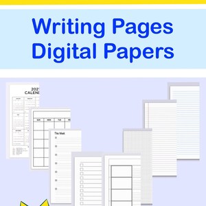 14 Blank Writing Pages GoodNotes, Notability, Template Pages, Instant Download, Digital Journal Pages, Digital Notebook Pages, Lined Pages image 1