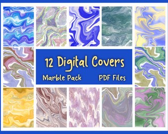 12 Digital Planner Covers, Digital Covers for GoodNotes, Notability, PDF, Instant Download, Digital Journal Covers, Marble Set