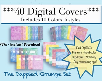 40 Digital Planner Covers, Digital Covers for GoodNotes, Individual PDF Files, Instant Download, Digital Journal Covers