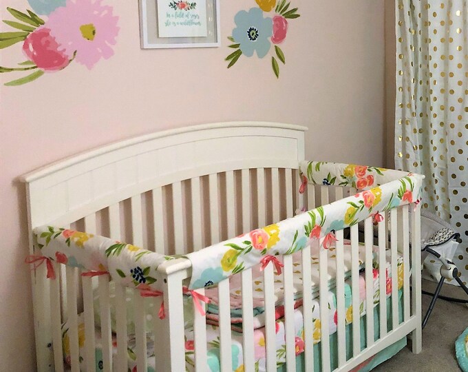 Floral Crib Rail Teething Guard Etsy