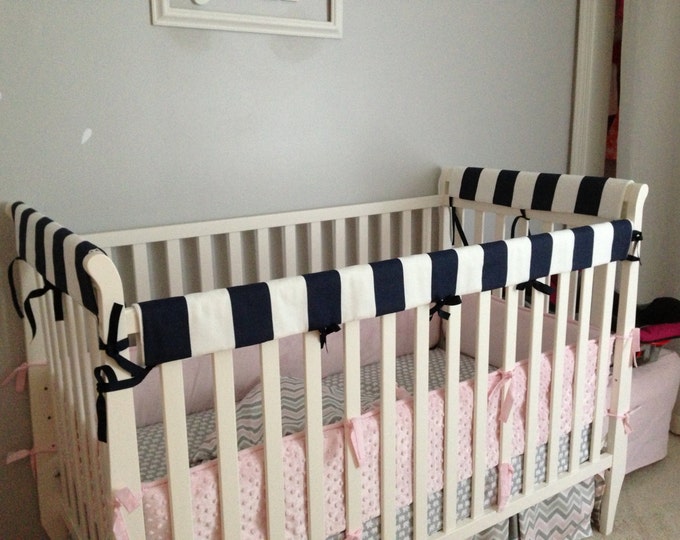 Crib Rail Teething Guard Navy & White Stripes Etsy