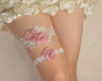 off-white bridal garter, wedding garter, bride garter , beaded floral garter,toss garter, pink garters,garters for wedding ,toss garter