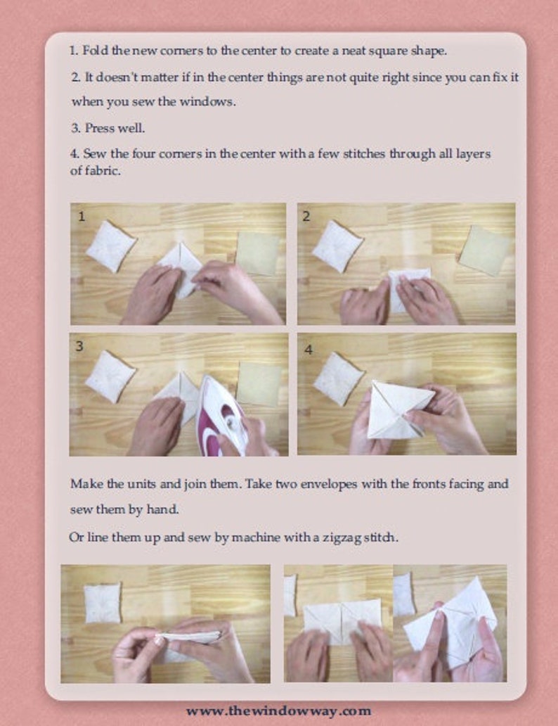 Cathedral Window envelope bag tutorial PDF download Video