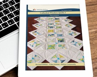 EBOOK "Cathedral Window Quilts 1 Easy Projects" Digital Version. Patterns and video lessons