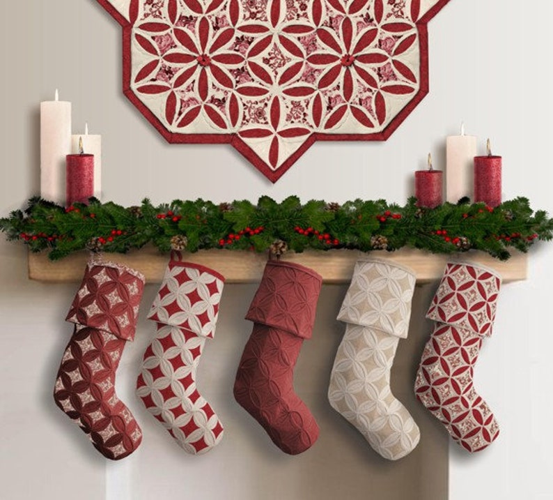 Cathedral Window Christmas Stocking tutorial. PDF download printable patterns Video instructions. image 1