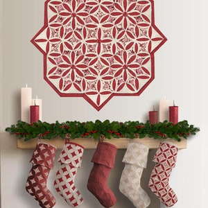 Cathedral Window Christmas Stocking tutorial. PDF download printable patterns Video instructions. image 5