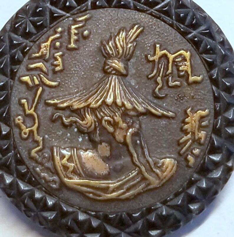 Photo Button Asian Antique Large 1 1/4” Picture Button Asian Man With Tall Hat - Etsy