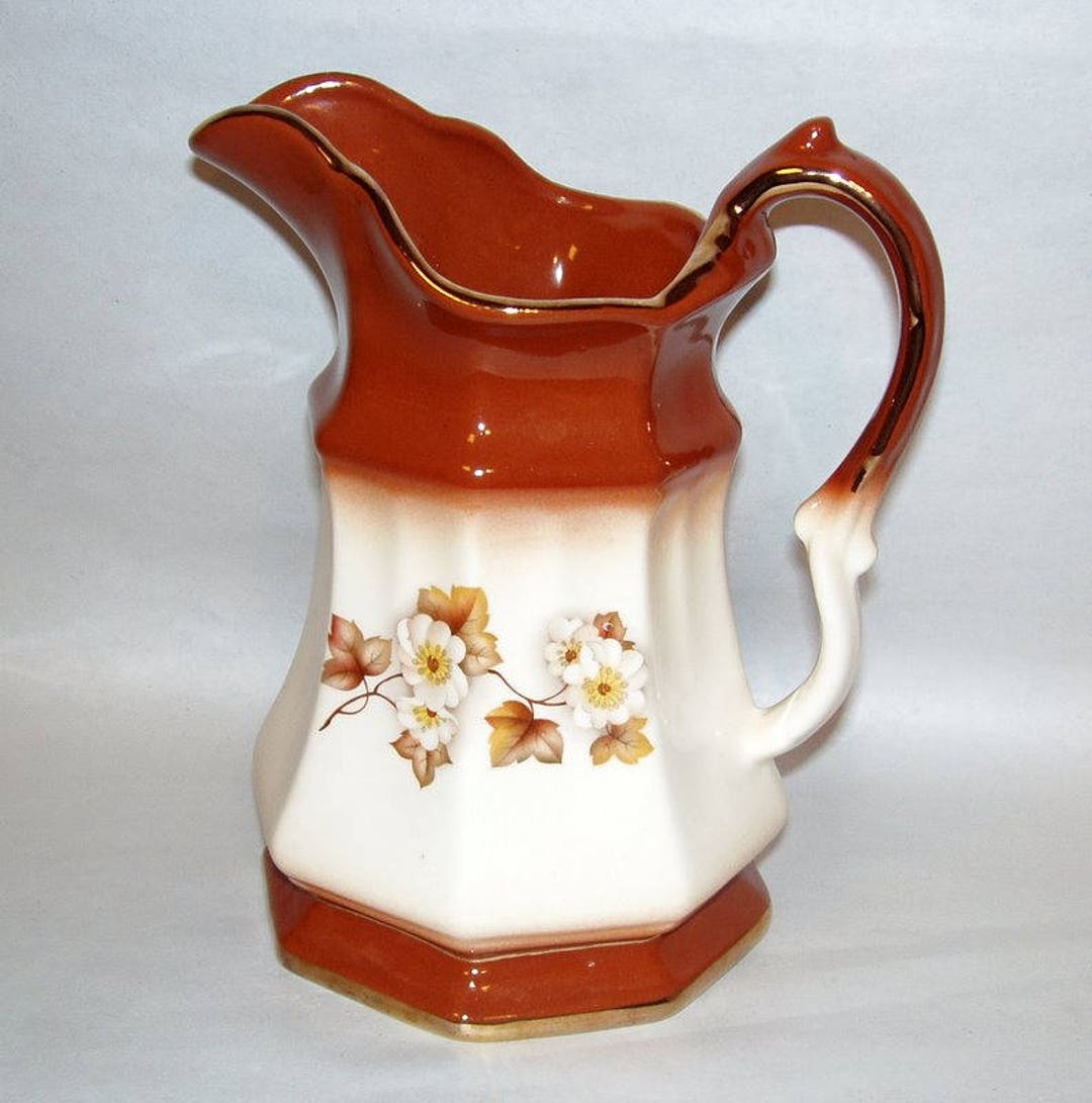 Vintage Imperial Pottery Joplin Missouri Brown & Cream Signed Milk