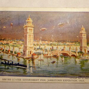 Antique 1907 Souvenir Postcard Jamestown Exposition Captain John Smith Stamp