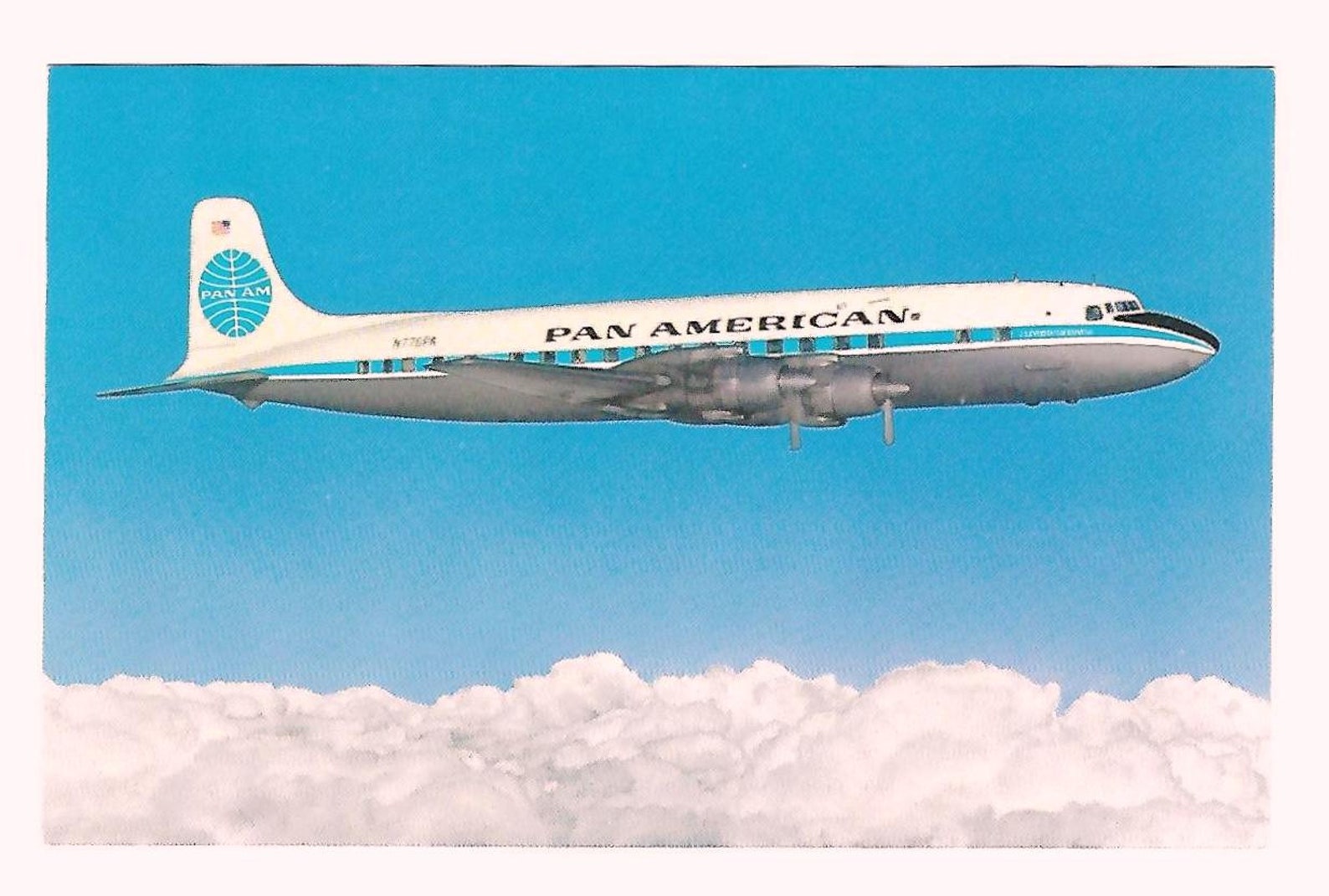 Vintage 1950's Airline Postcard Pan Am DC 7B Clipper Etsy